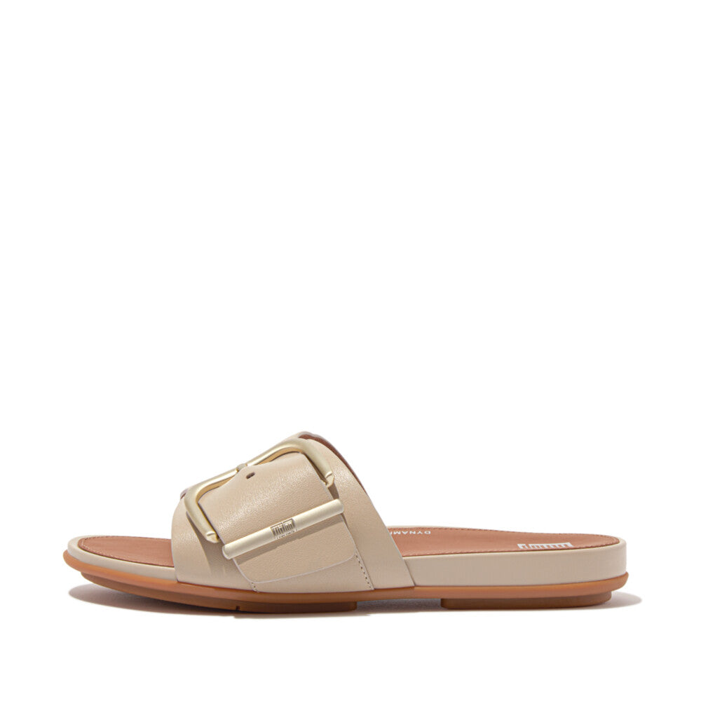 Fitflop Gracie Maxi Buckle Leather Slides Stone BeigeFitflop Gracie Maxi Buckle Leather Slides Stone Beige