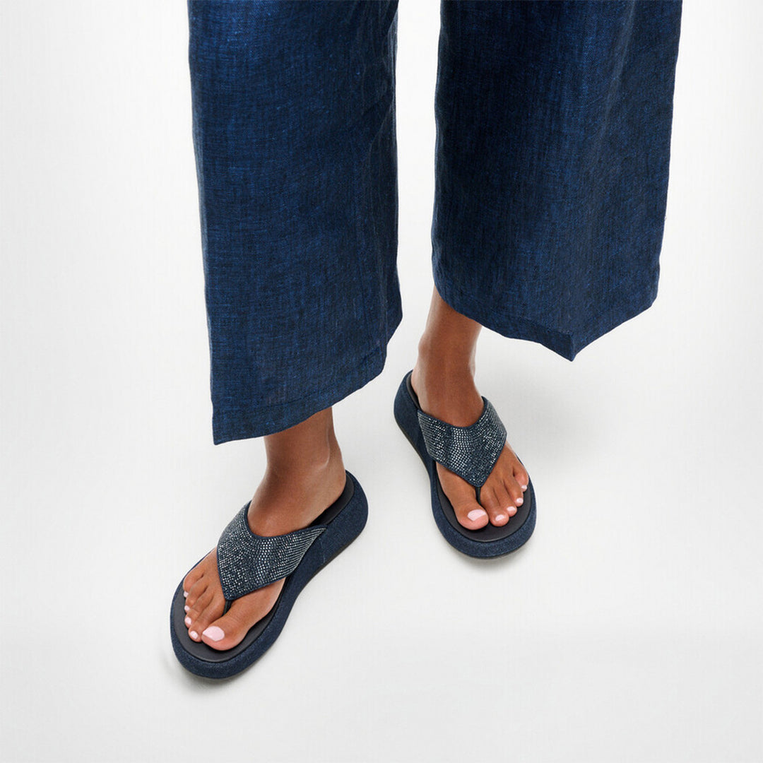 F-MODE Denim-Hotfix Toe-Post Sandals