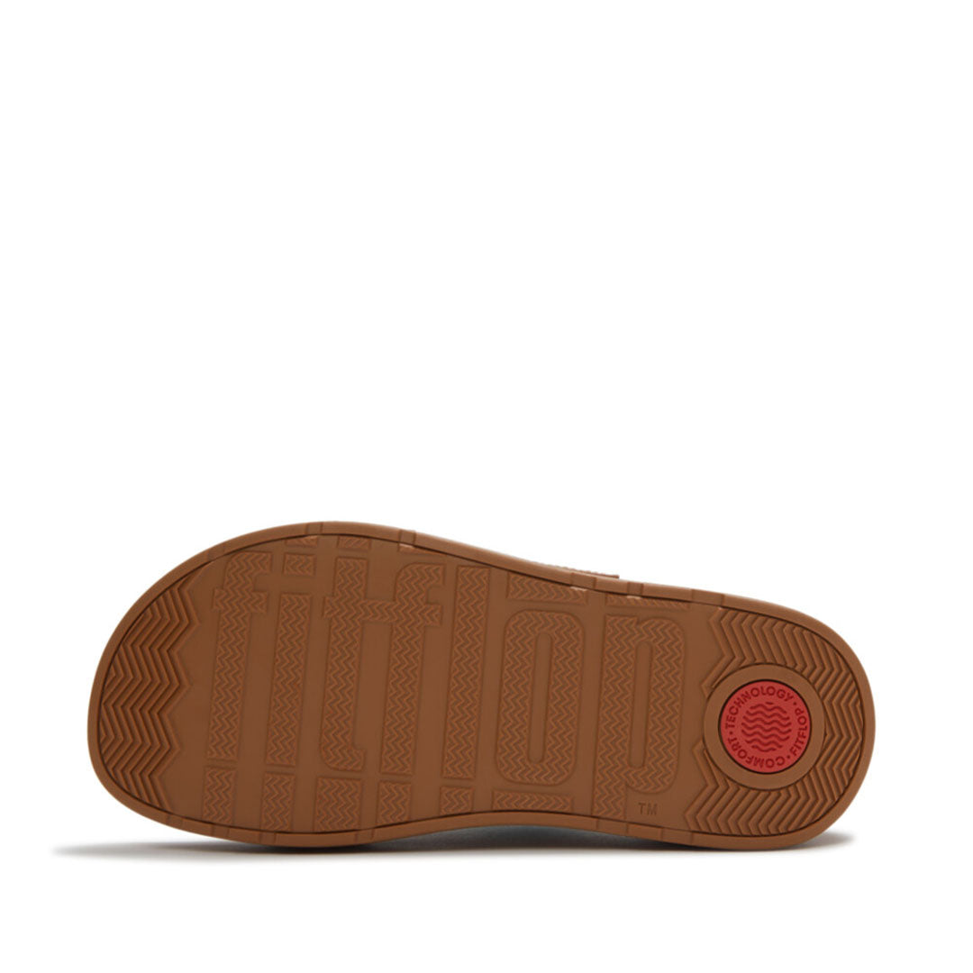FitFlop GEN-FF Max Stripe-Webbing Two-Bar Slides featuring a chunky flatform sole with advanced Microwobbleboard™ cushioning.