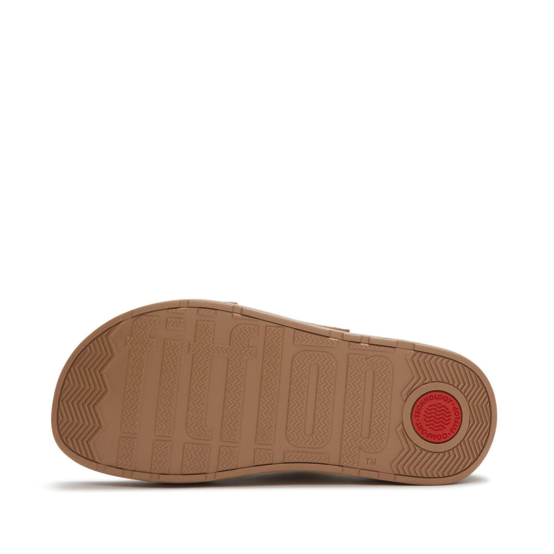 FitFlop GEN-FF Max Stripe-Webbing Two-Bar Slides featuring a chunky flatform sole with advanced Microwobbleboard™ cushioning.