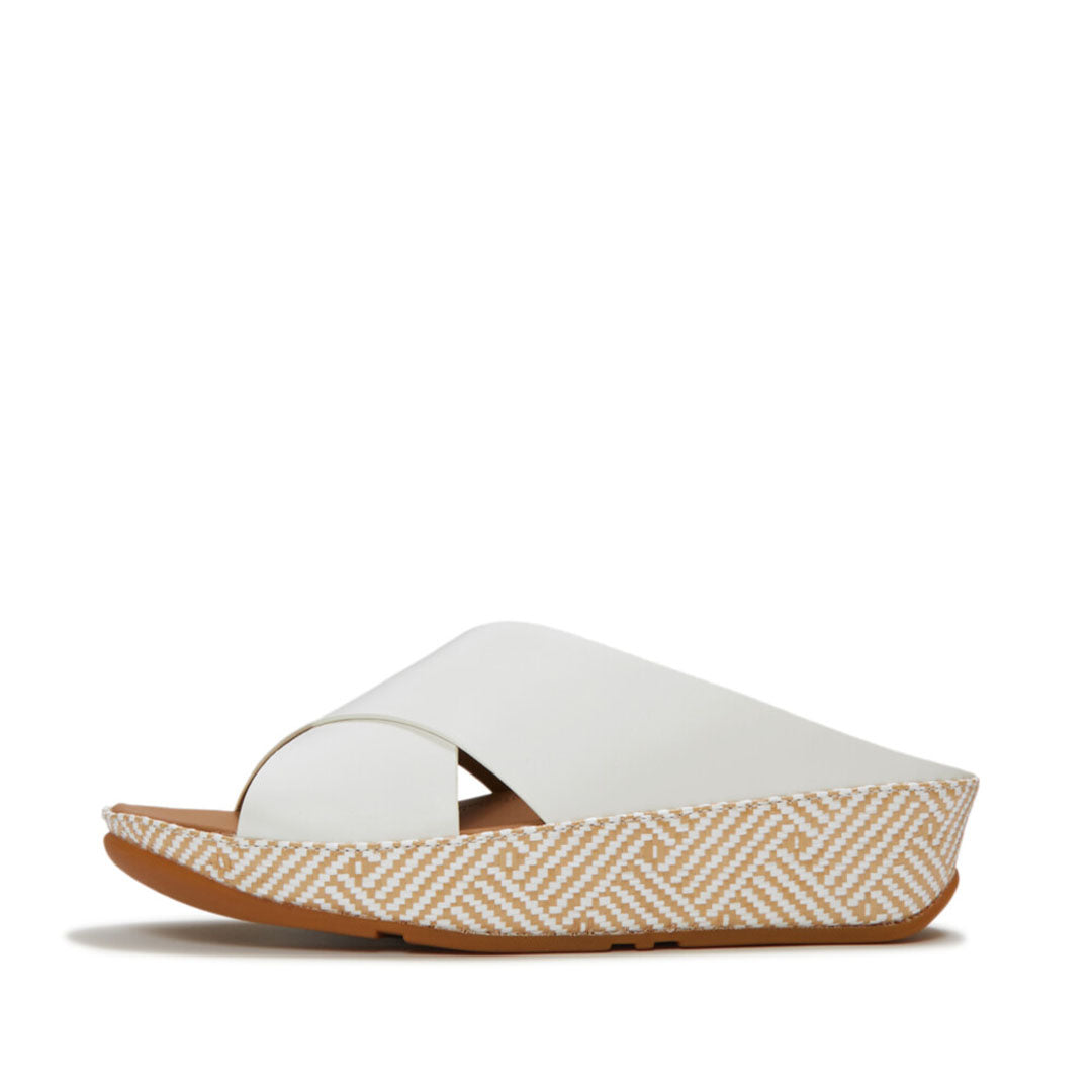 LULU Lux Graphic-weave Leather Cross Slides