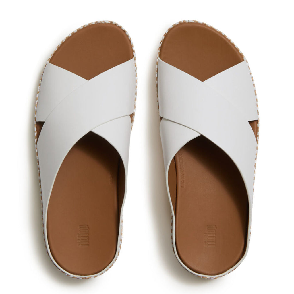 LULU Lux Graphic-weave Leather Cross Slides