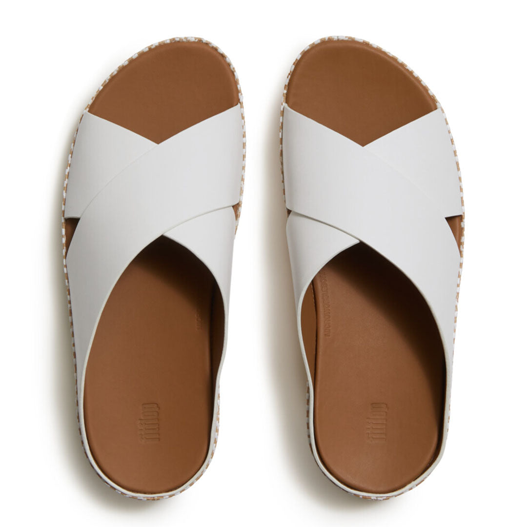 LULU Lux Graphic-weave Leather Cross Slides