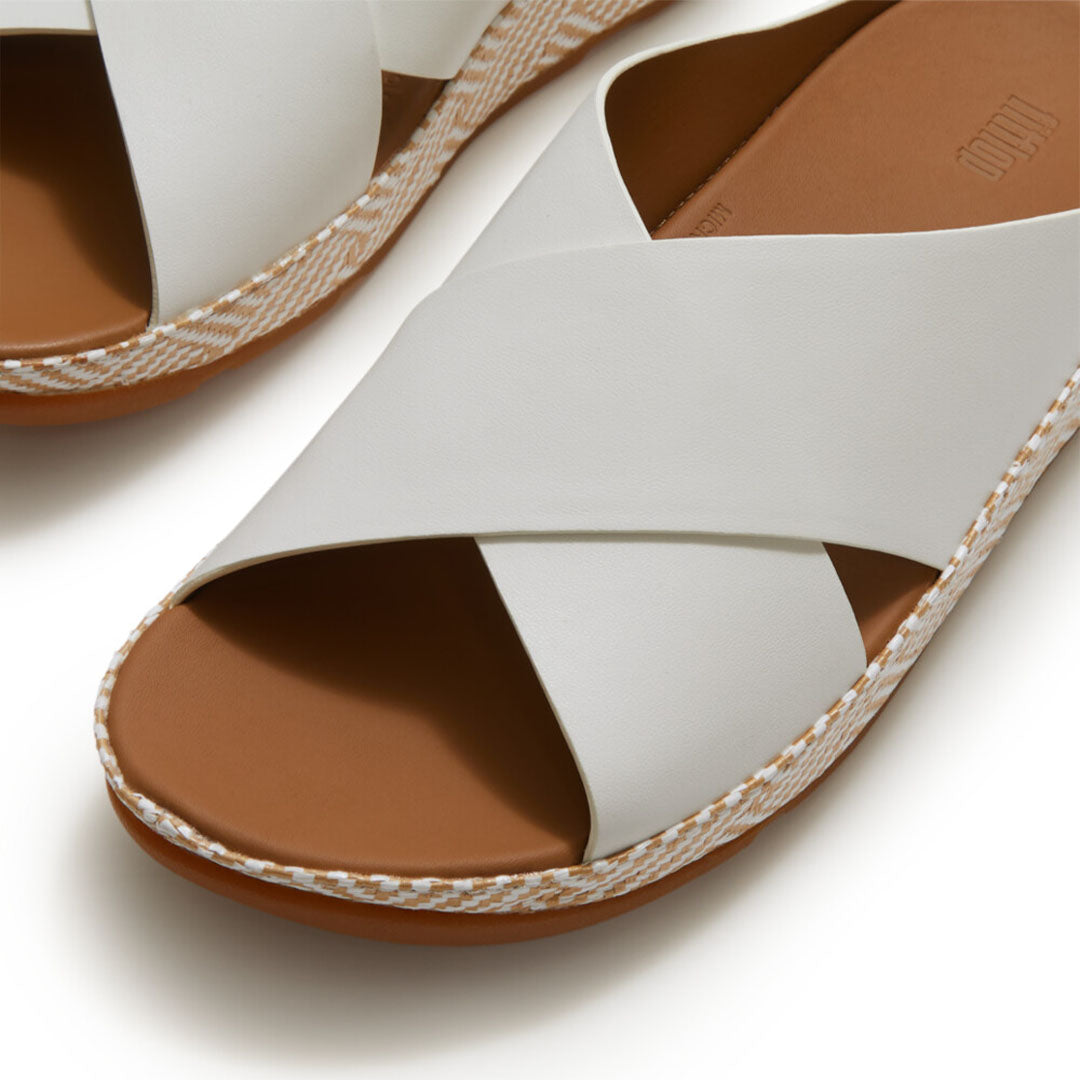 LULU Lux Graphic-weave Leather Cross Slides