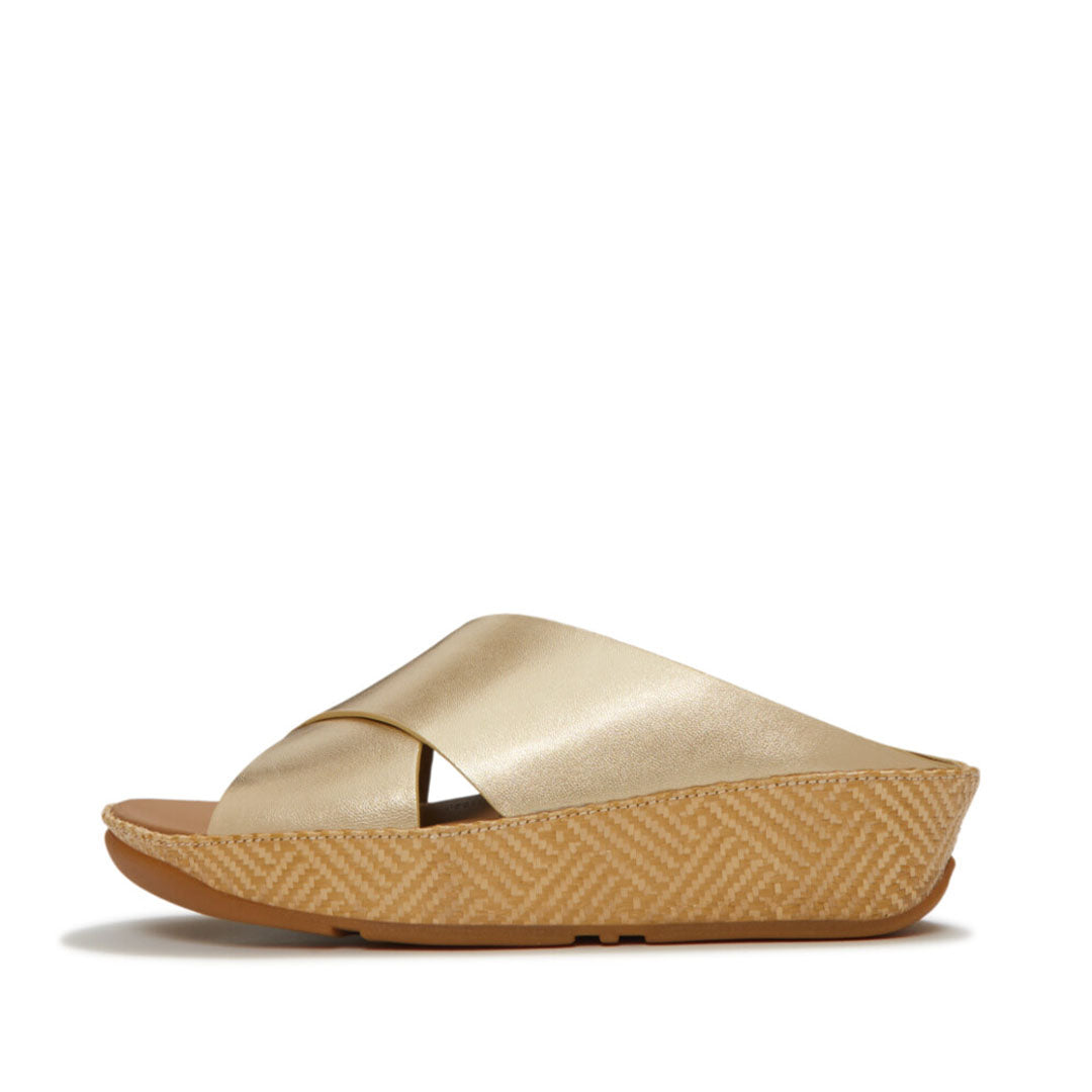 LULU Lux Graphic-weave Leather Cross Slides