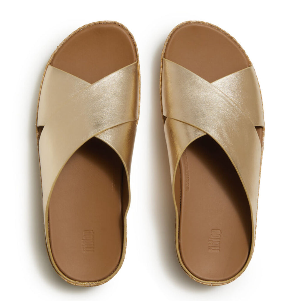 LULU Lux Graphic-weave Leather Cross Slides