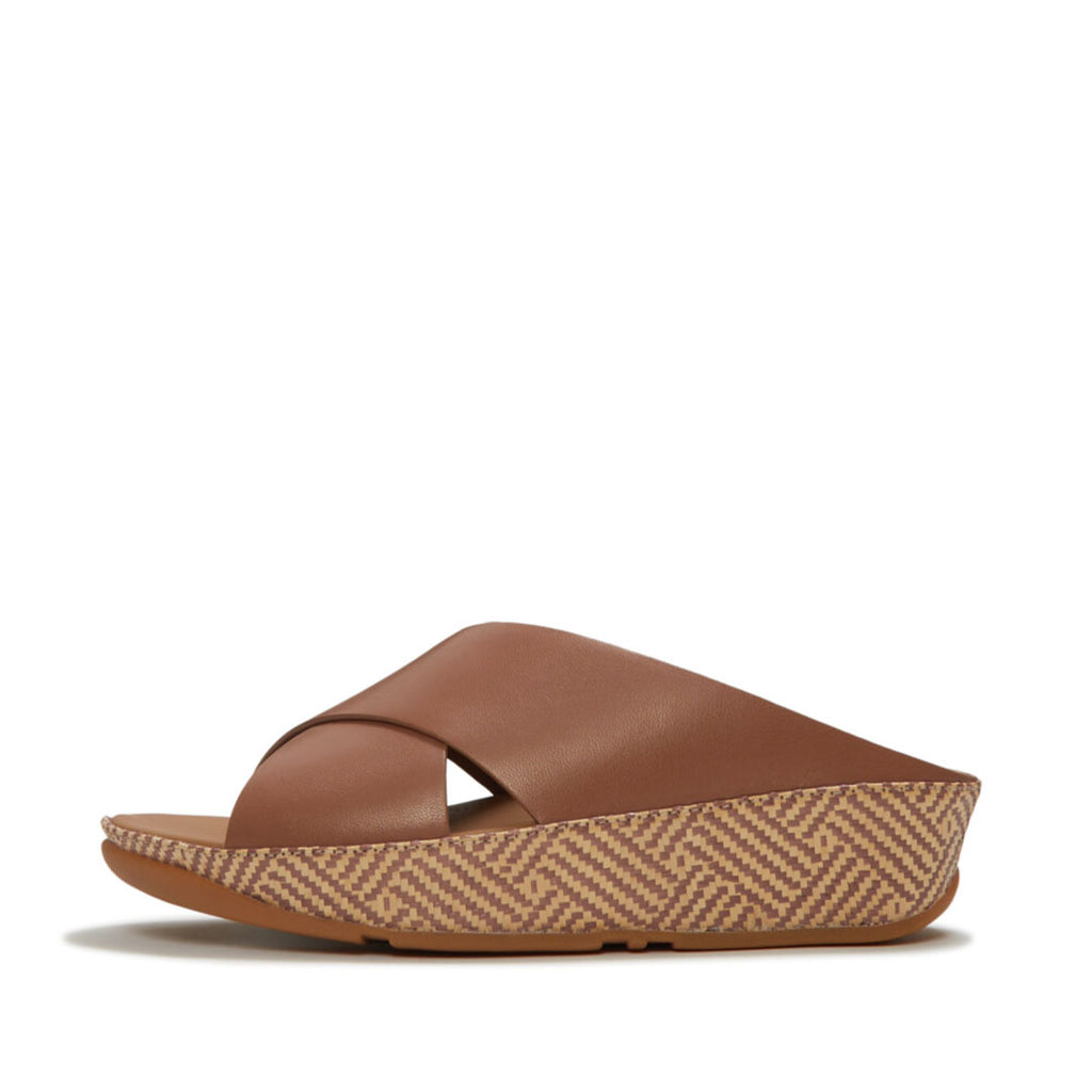 LULU Lux Graphic-weave Leather Cross Slides