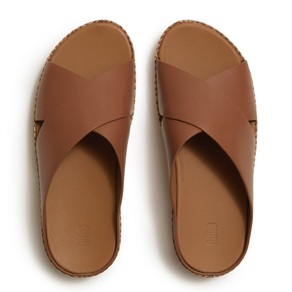 LULU Lux Graphic-weave Leather Cross Slides