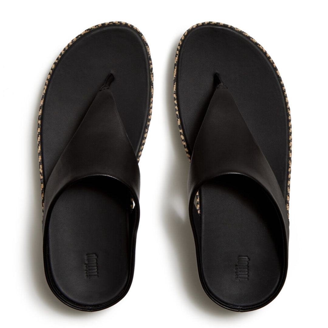 LULU Lux Graphic-weave Leather Toe-post Sandals