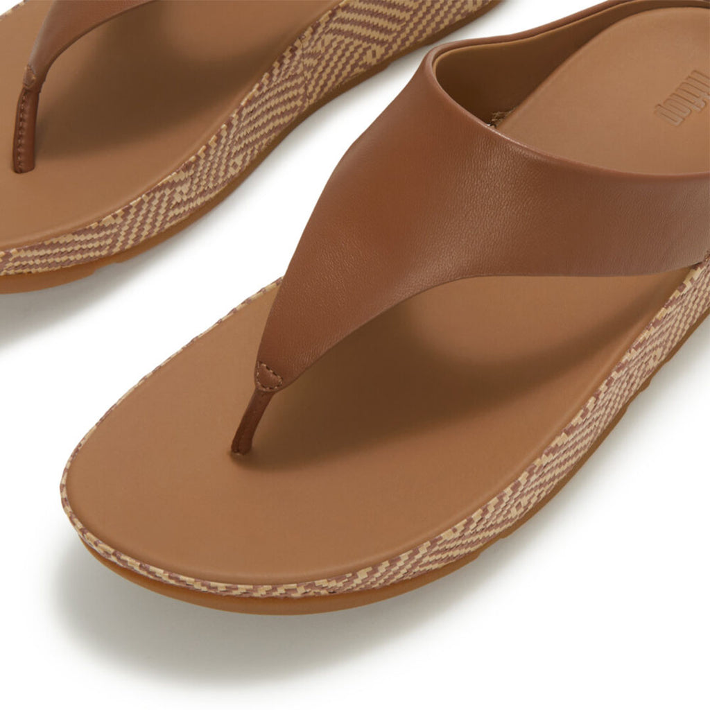 LULU Lux Graphic-weave Leather Toe-post Sandals