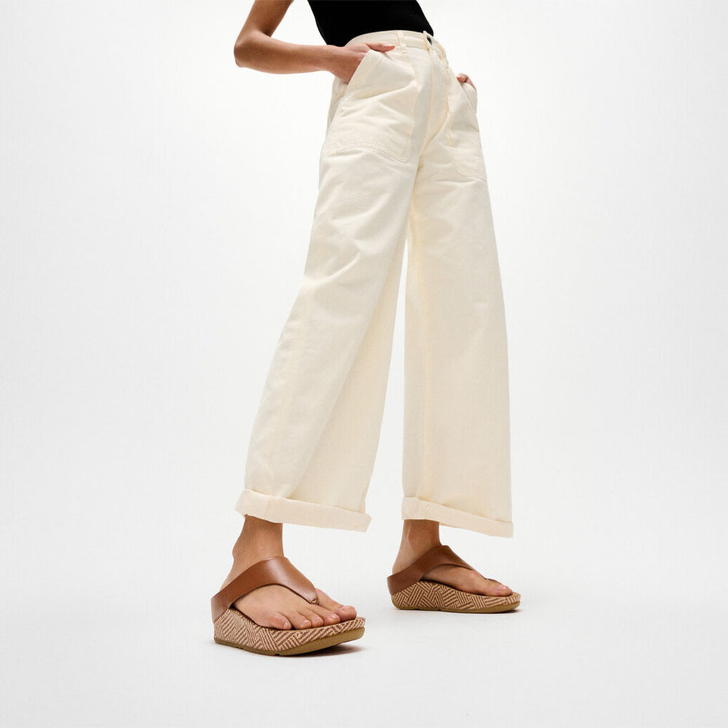 LULU Lux Graphic-weave Leather Toe-post Sandals