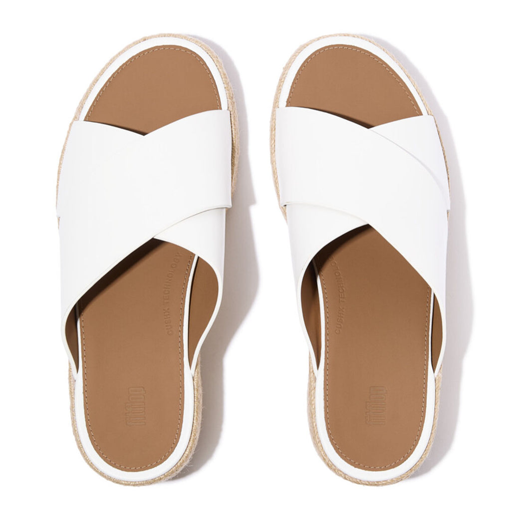 PLATFFORMS Espadrille Leather Wedge Cross Slides