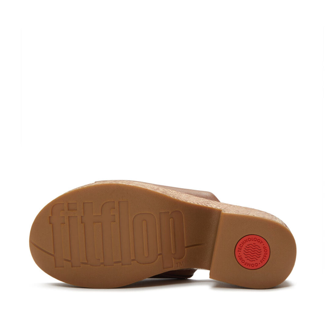 PLATFFORMS Graphic-weave Leather Heeled Slides