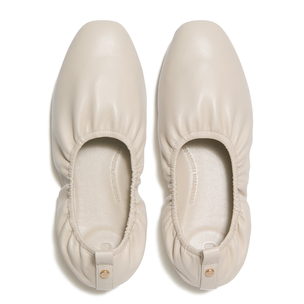 DELICATO Poise leather ballet flats with ruched detailing and cushioned comfort.