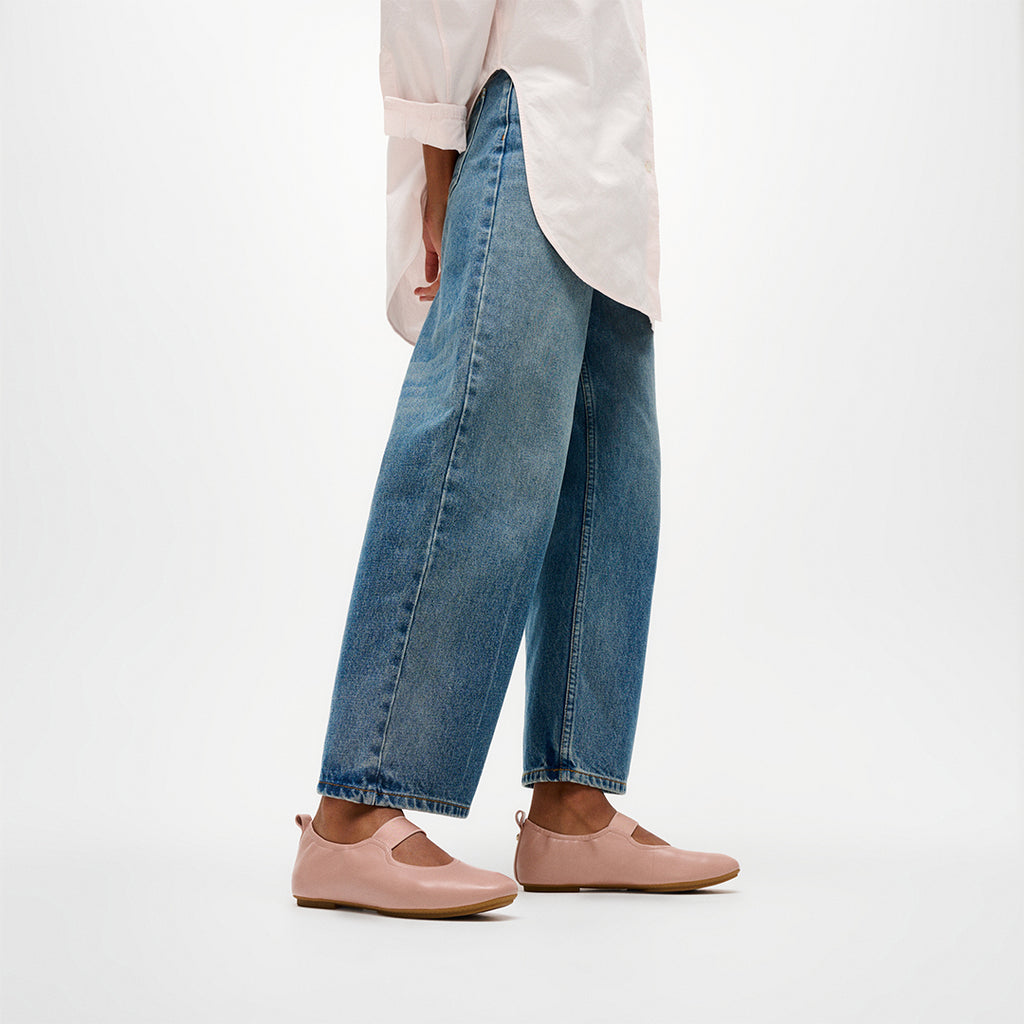 DELICATO Poise leather Mary Janes with a ruched cuff, round toe and supportive cushioned sole.