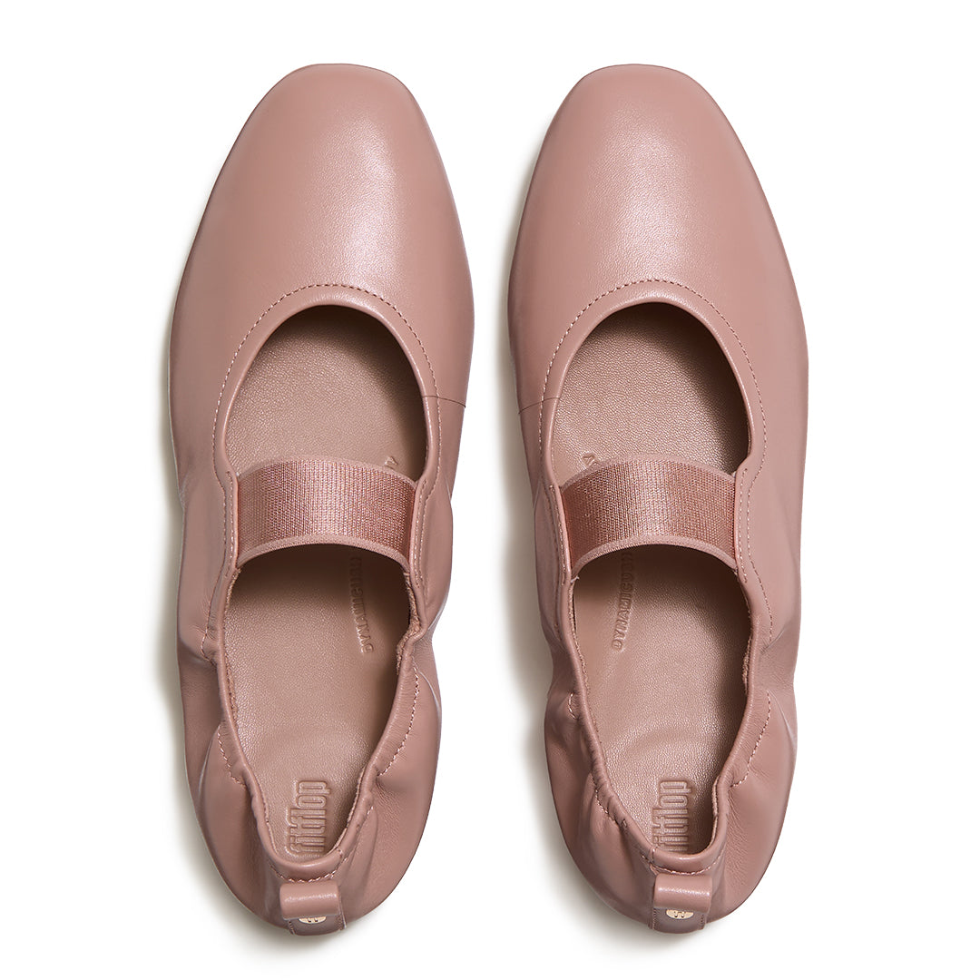 DELICATO Poise leather Mary Janes with a ruched cuff, round toe and supportive cushioned sole.