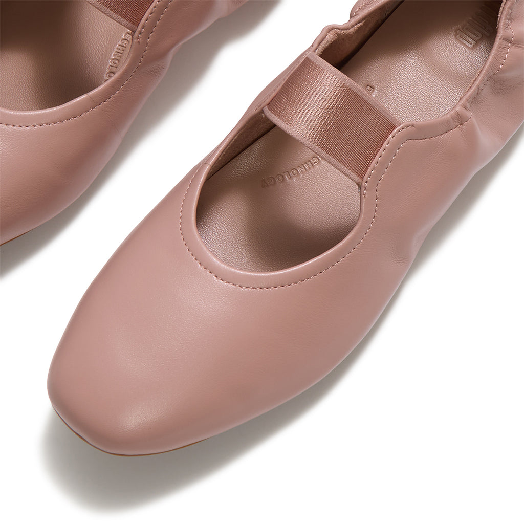 DELICATO Poise leather Mary Janes with a ruched cuff, round toe and supportive cushioned sole.
