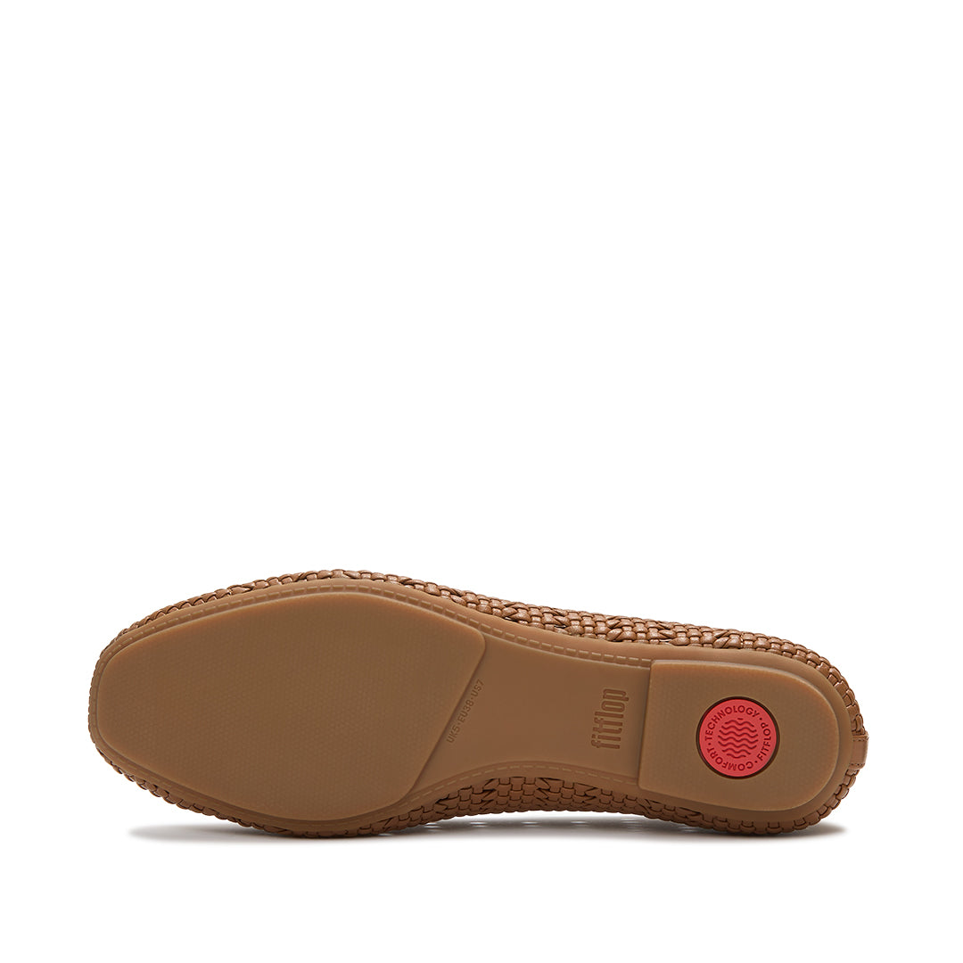 FitFlop DELICATO Woven PU Ballerinas featuring a lightweight sole with hidden Dynamicush™ cushioning for enhanced everyday comfort and flexibility.