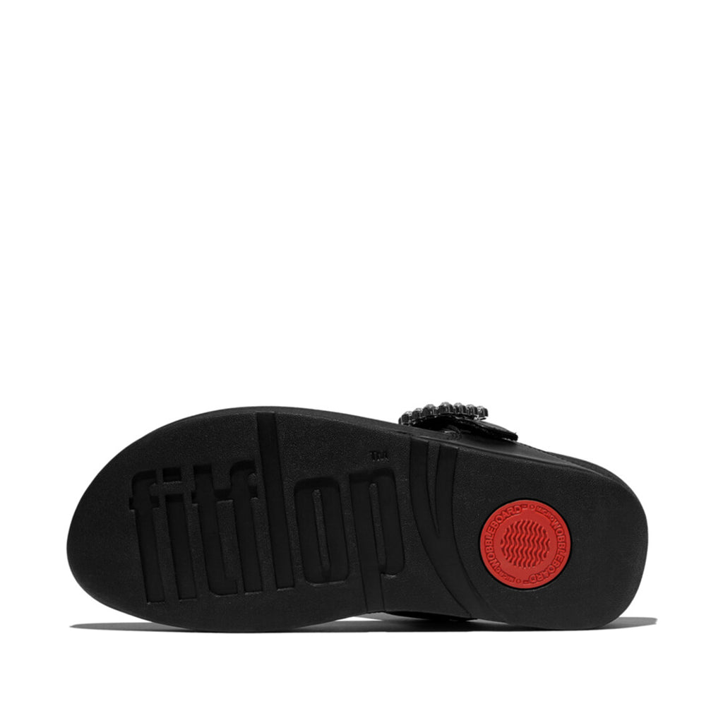 FitFlop Lulu sandals featuring ergonomic comfort and a shimmering crystal buckle detail