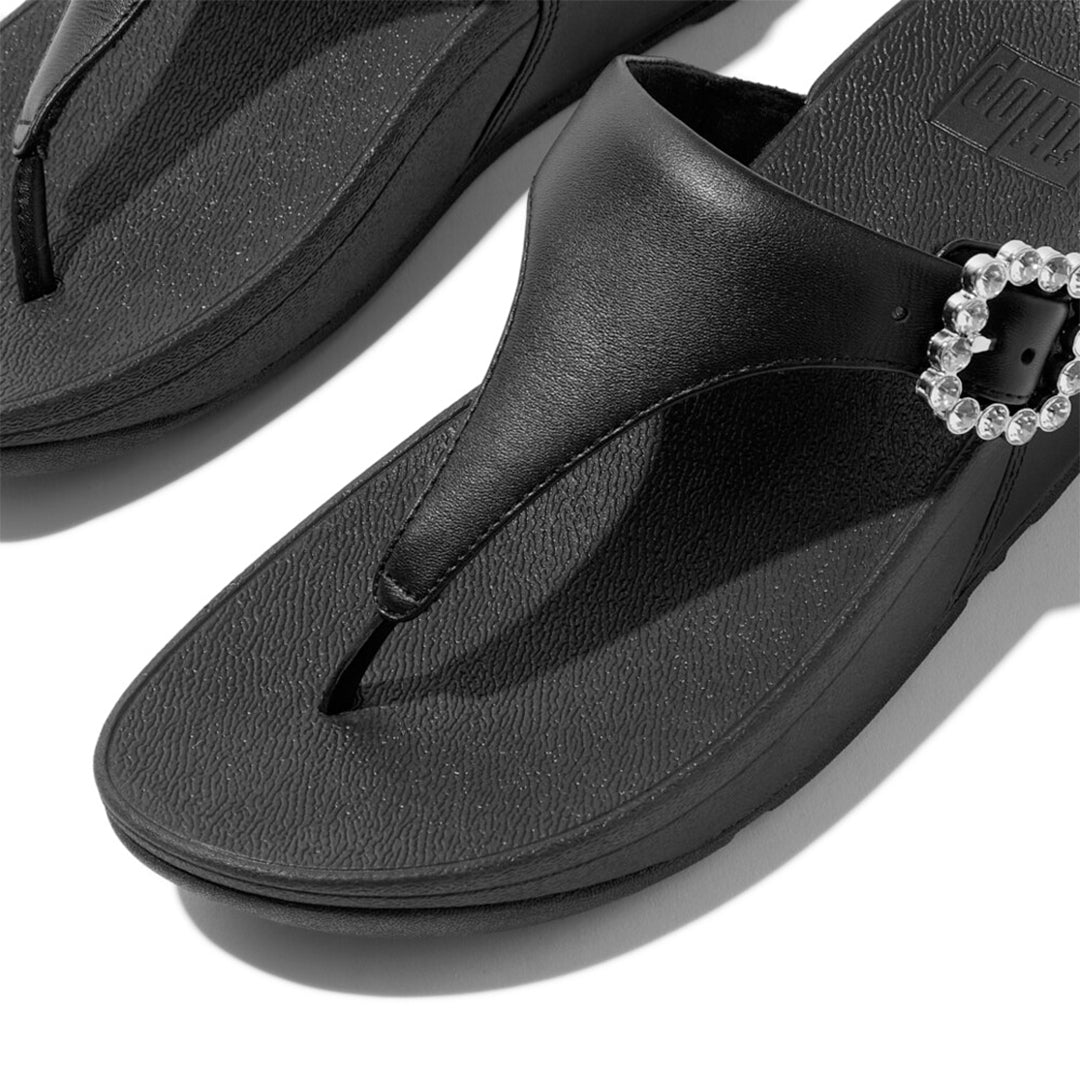 FitFlop Lulu sandals featuring ergonomic comfort and a shimmering crystal buckle detail
