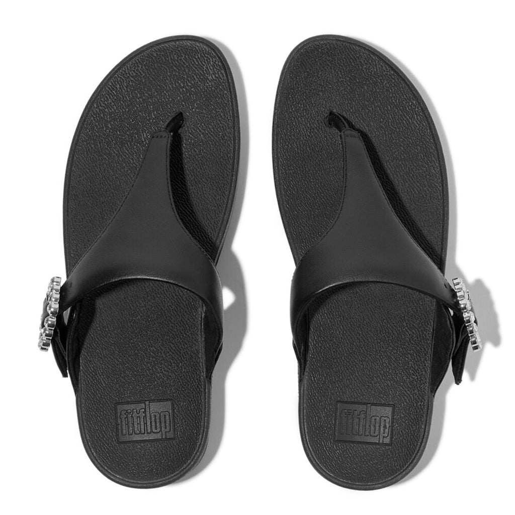 FitFlop Lulu sandals featuring ergonomic comfort and a shimmering crystal buckle detail