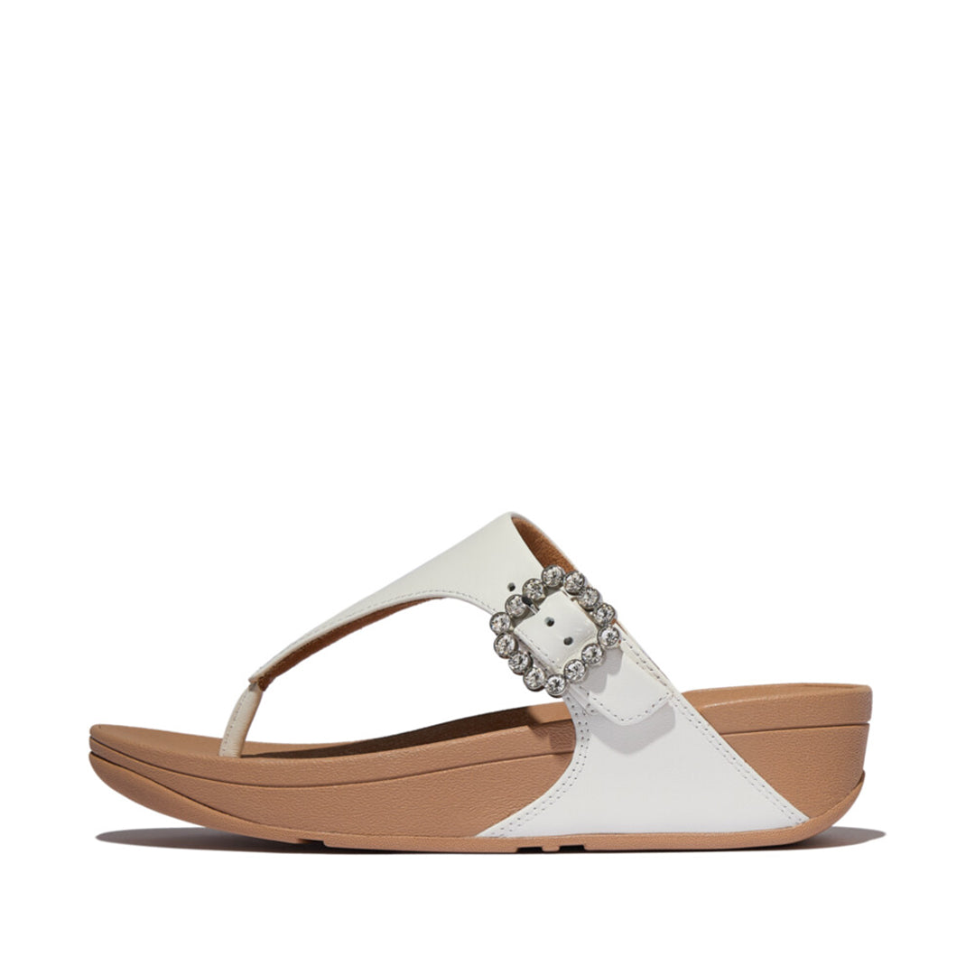 FitFlop Lulu sandals featuring ergonomic comfort and a shimmering crystal buckle detail