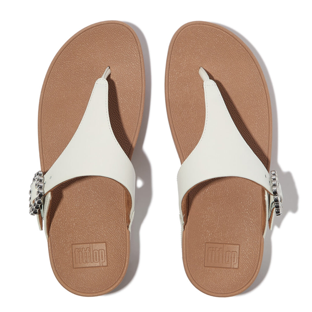 FitFlop Lulu sandals featuring ergonomic comfort and a shimmering crystal buckle detail