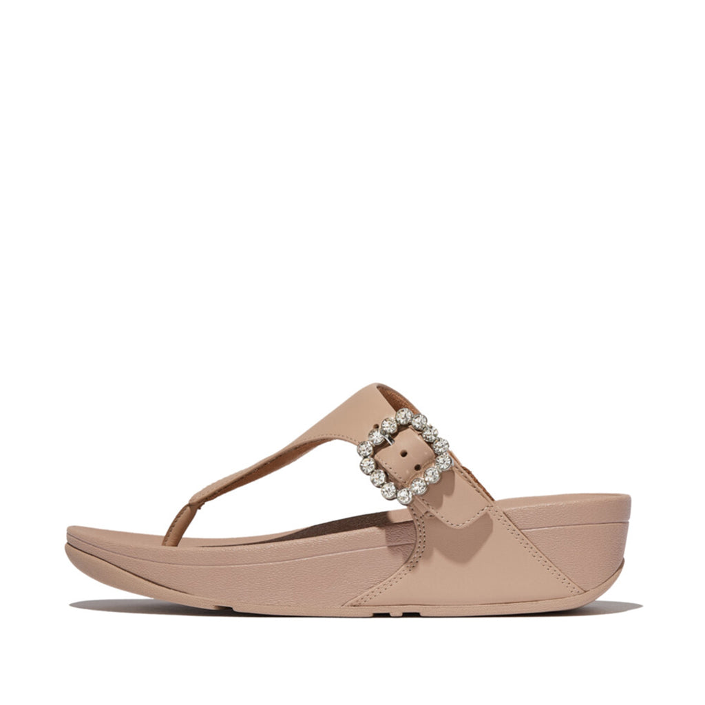 FitFlop Lulu sandals featuring ergonomic comfort and a shimmering crystal buckle detail