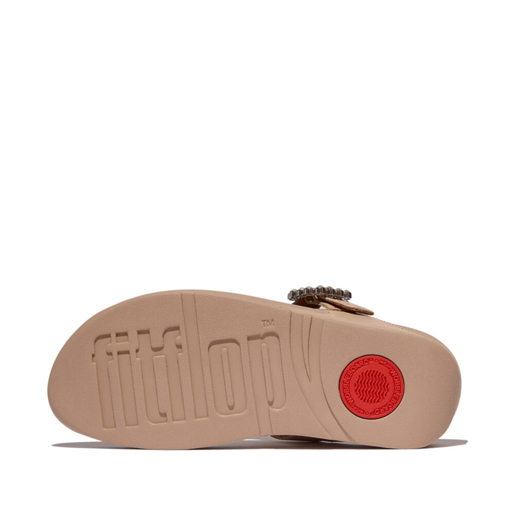 FitFlop Lulu sandals featuring ergonomic comfort and a shimmering crystal buckle detail