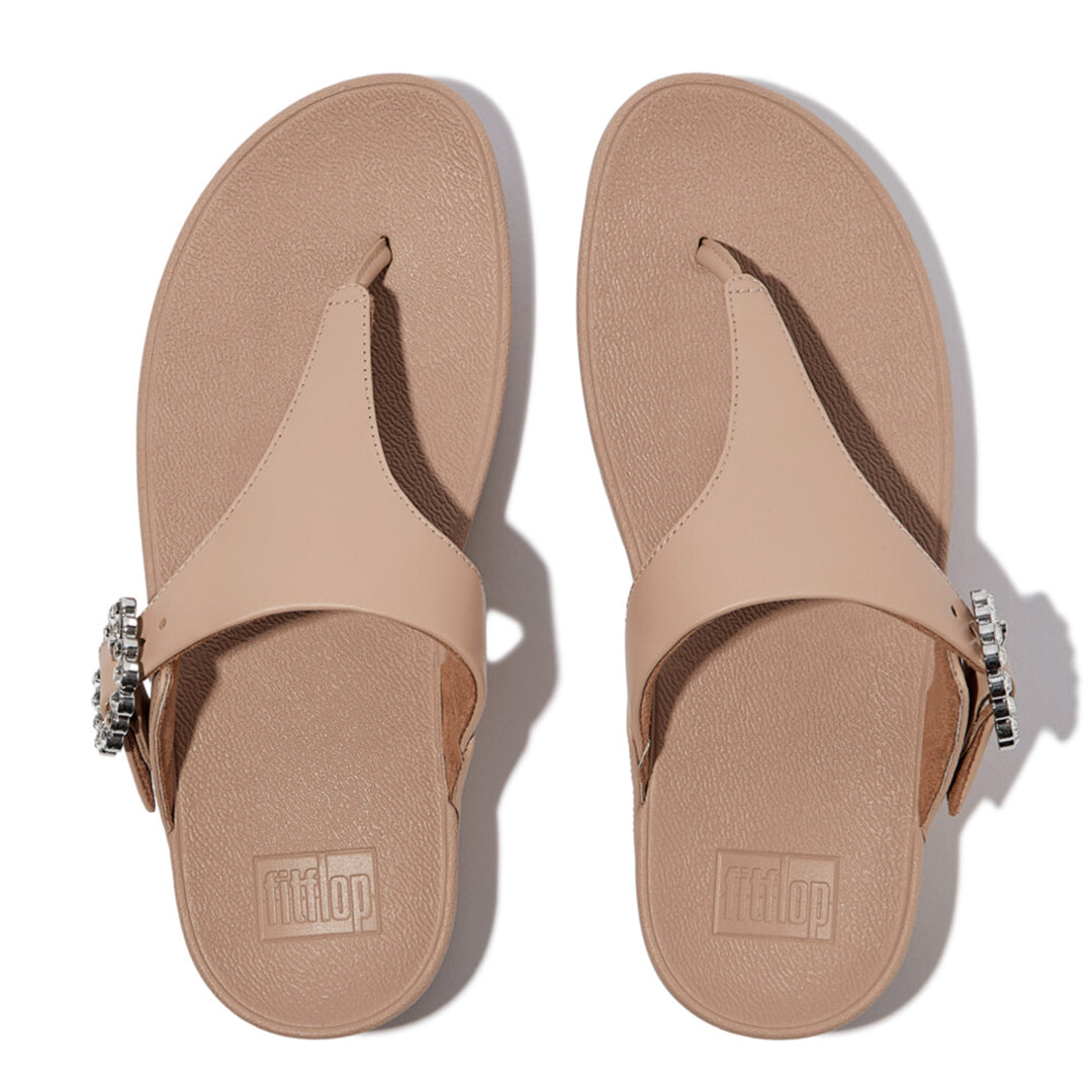 FitFlop Lulu sandals featuring ergonomic comfort and a shimmering crystal buckle detail
