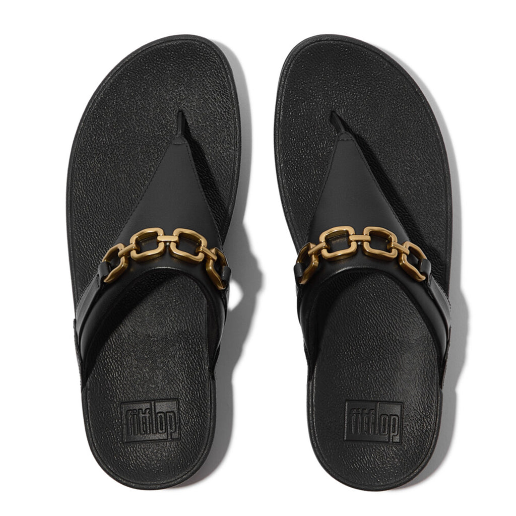 FitFlop Lulu sandals featuring ergonomic comfort and a chunky square chain for chic statement detail