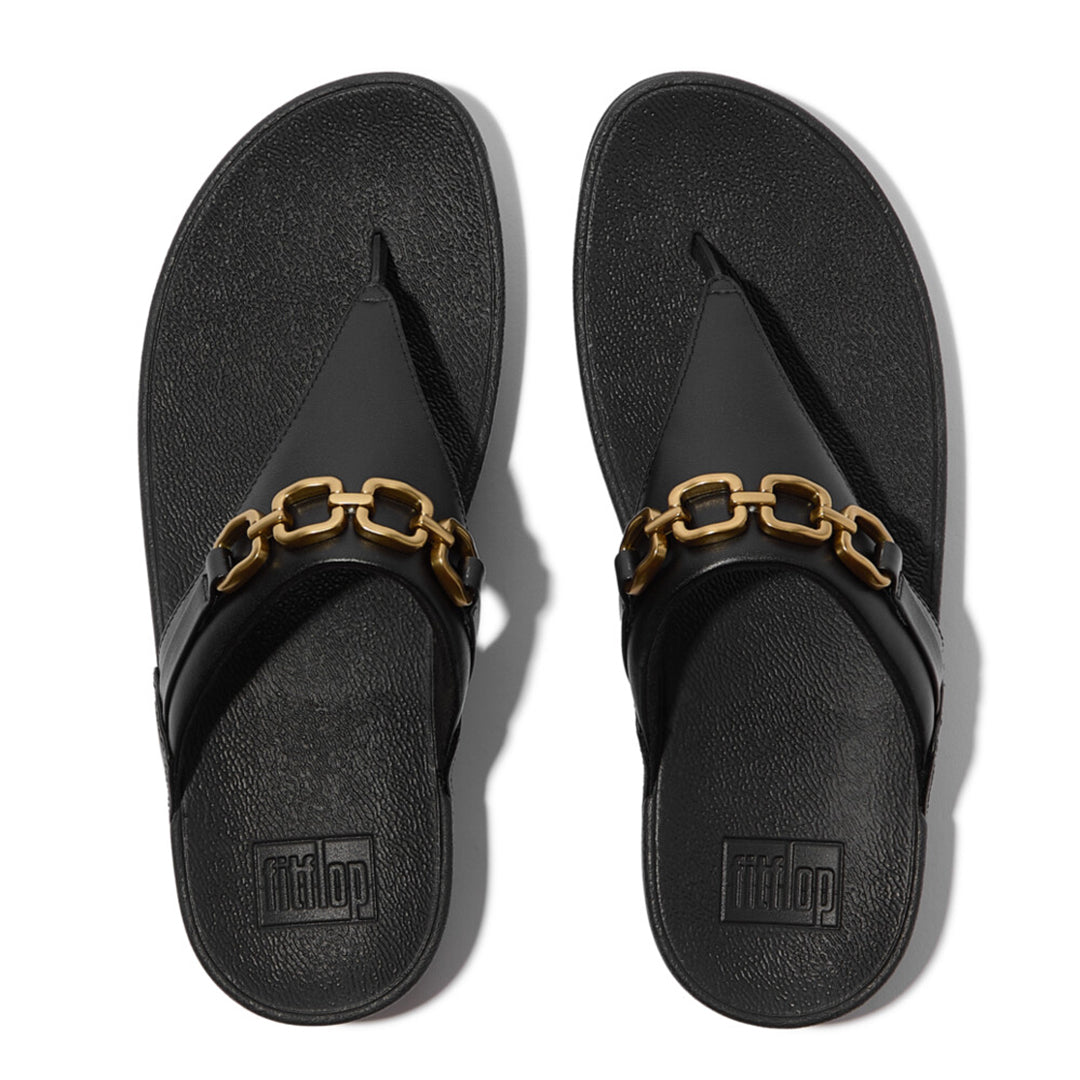 FitFlop Lulu sandals featuring ergonomic comfort and a chunky square chain for chic statement detail