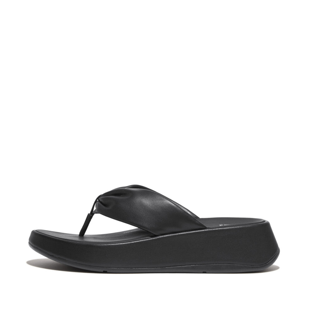 FitFlop F-Mode Leather Twist Flatform Toe Post Sandal Black – FitFlop ...