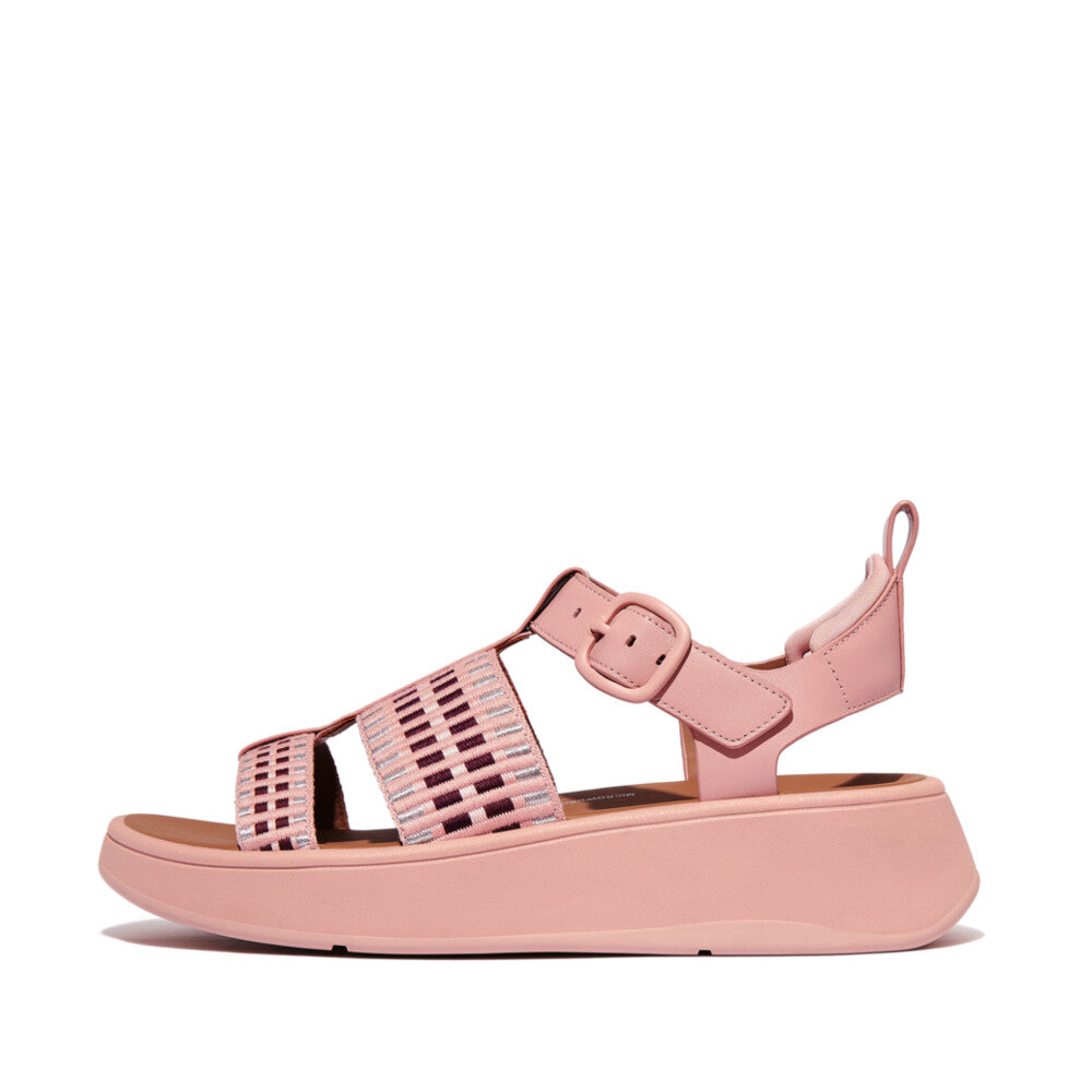 Fitflop F-Mode Leather/Webbing Flatform Fisherman Blush Sandals ...