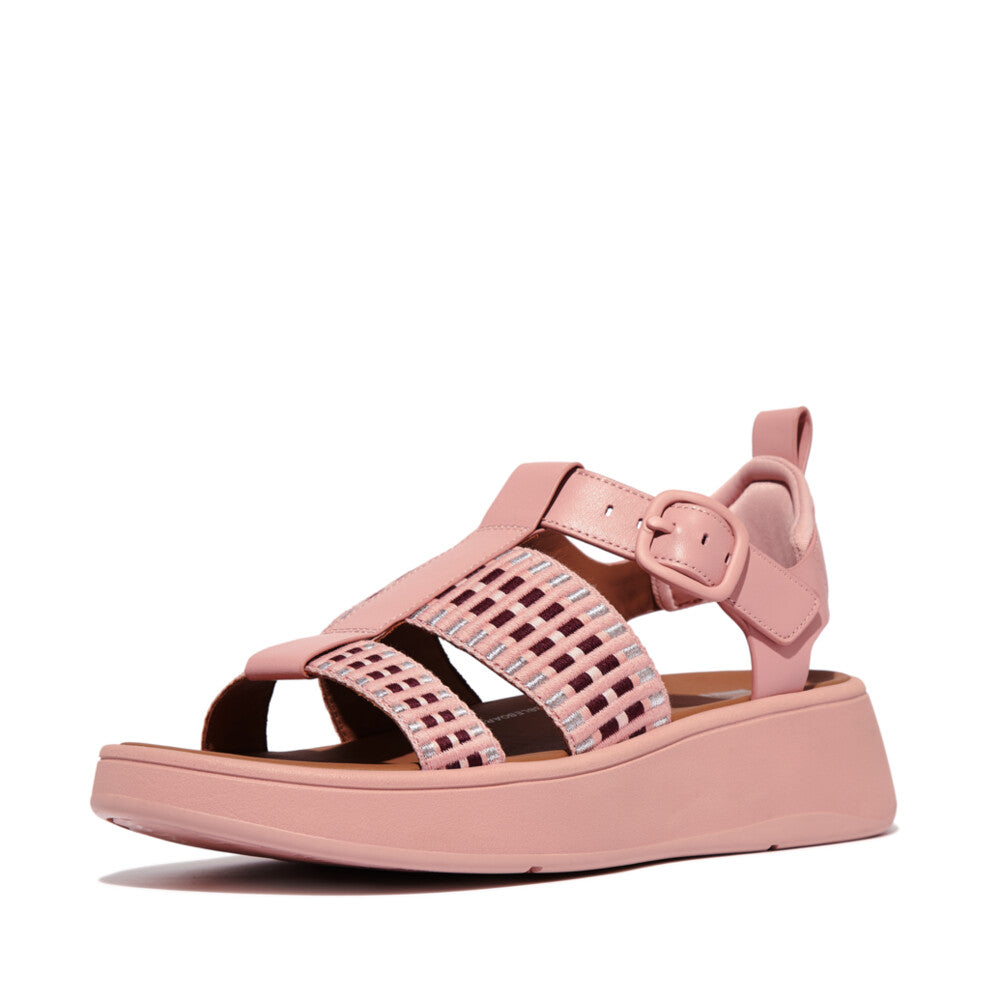 Fitflop F-Mode Leather/Webbing Flatform Fisherman Blush Sandals ...