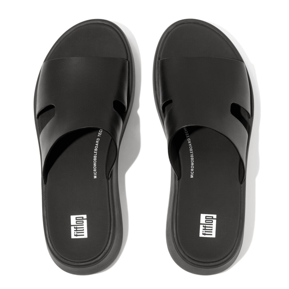 Fitflop F-Mode Raw Edge Flatform H-Bar Slides Black – FitFlop Australia