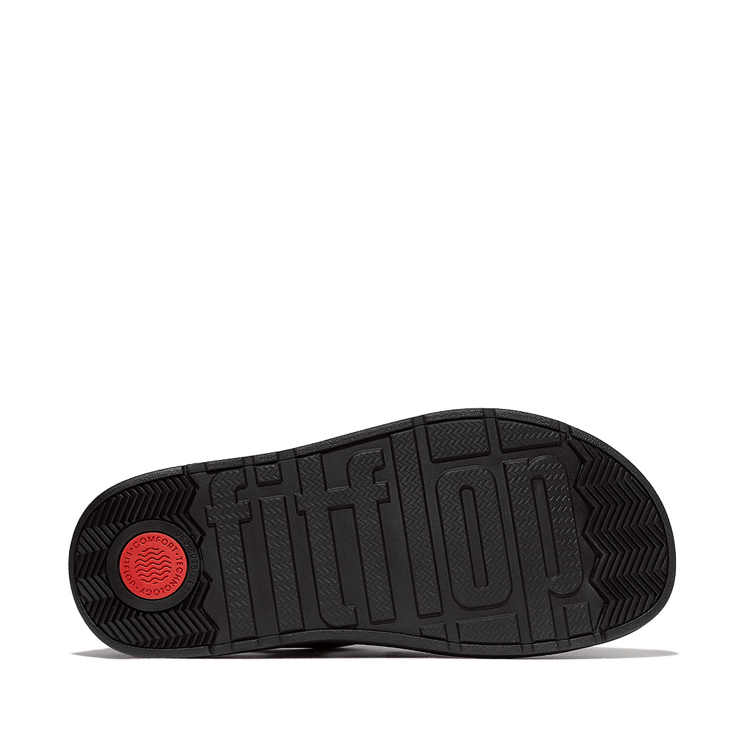 FitFlop GEN-FF Leather Fisherman Sandals Black Leather with woven straps, metal buckle and chunky cushioned sole.