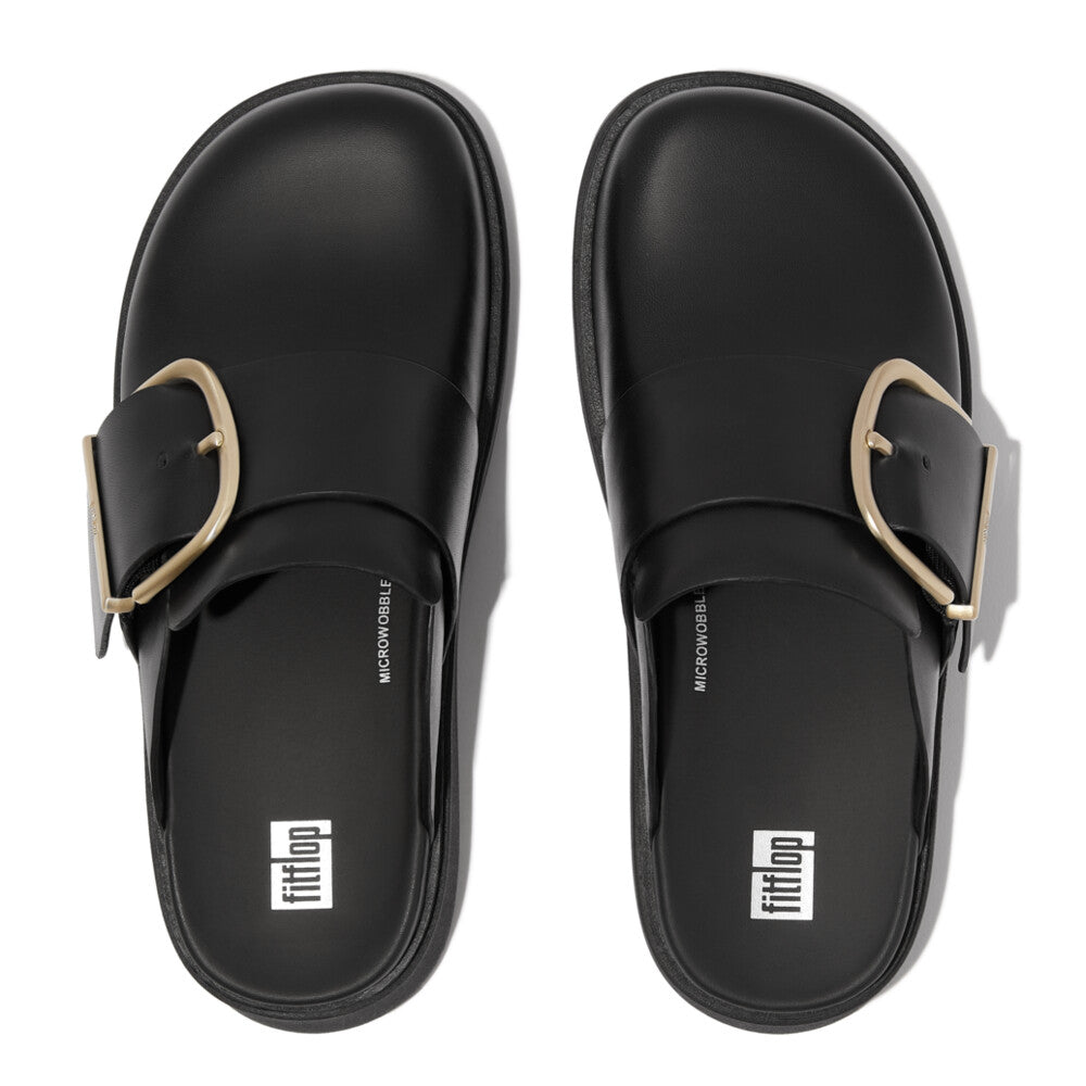 FitFlop Gen-FF Maxi Buckle Leather Mules Black – FitFlop Australia