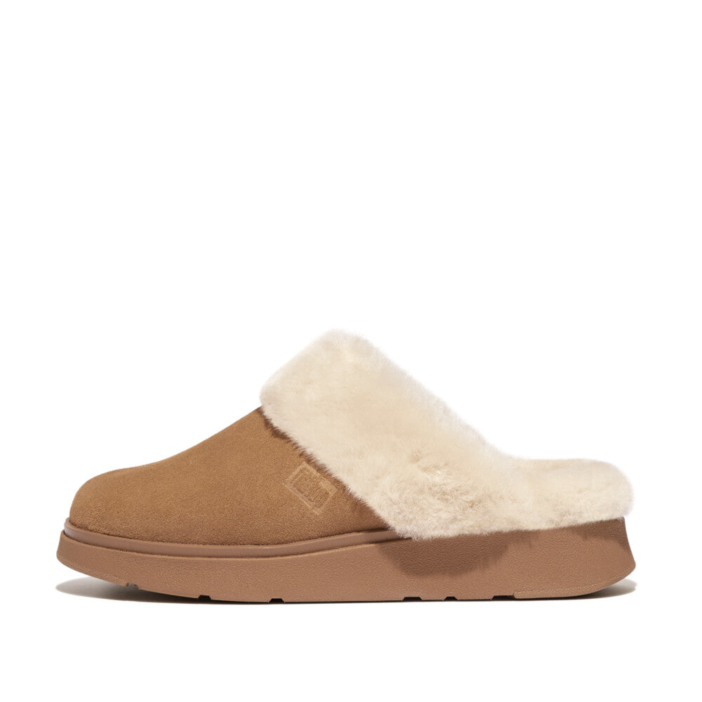 FitFlop Gen FF Shearling Collar Suede Slippers Tan