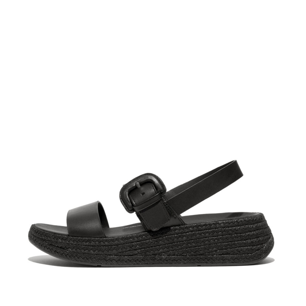F-MODE Espadrille Buckle Leather Flatform Sandals