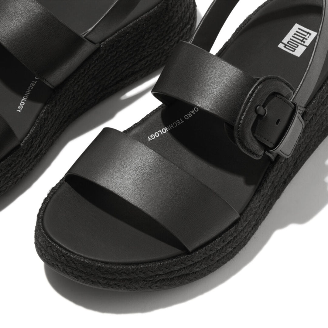 F-MODE Espadrille Buckle Leather Flatform Sandals