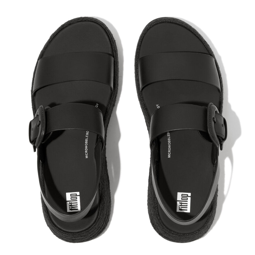 F-MODE Espadrille Buckle Leather Flatform Sandals