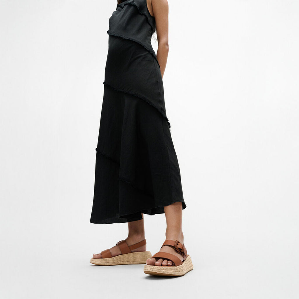 F-MODE Espadrille Buckle Leather Flatform Sandals