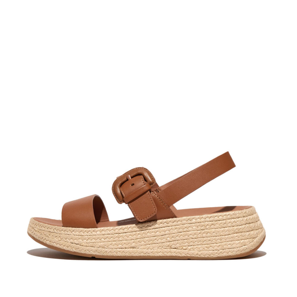 F-MODE Espadrille Buckle Leather Flatform Sandals