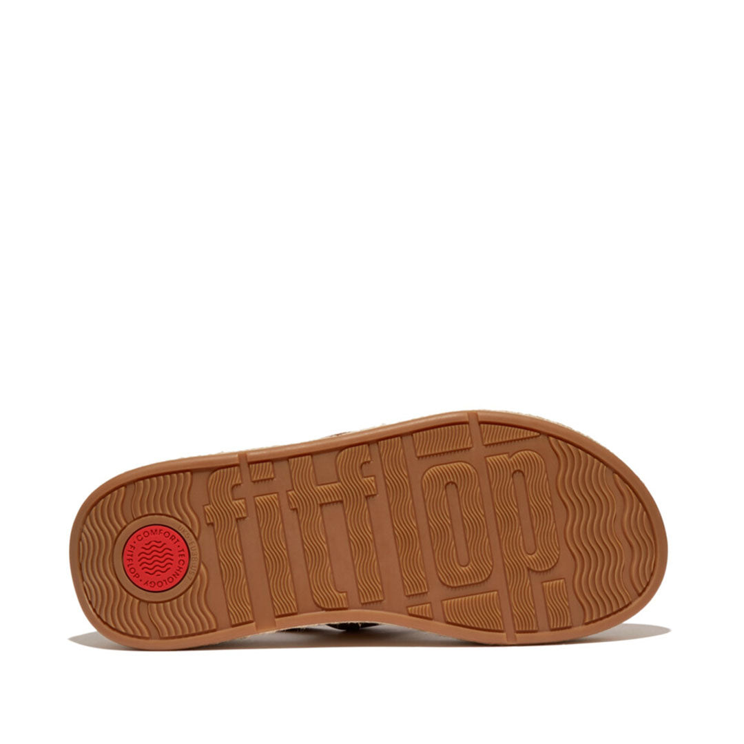 F-MODE Espadrille Buckle Leather Flatform Sandals