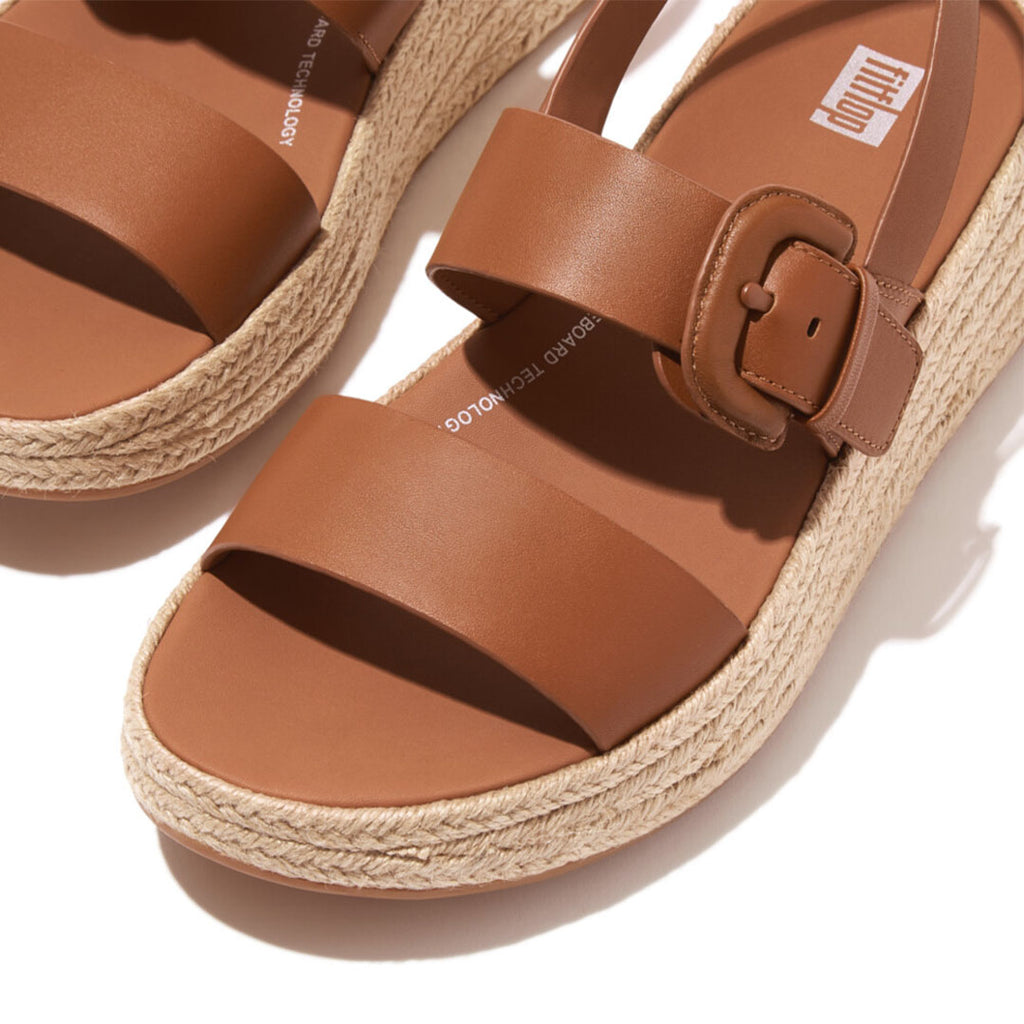 F-MODE Espadrille Buckle Leather Flatform Sandals