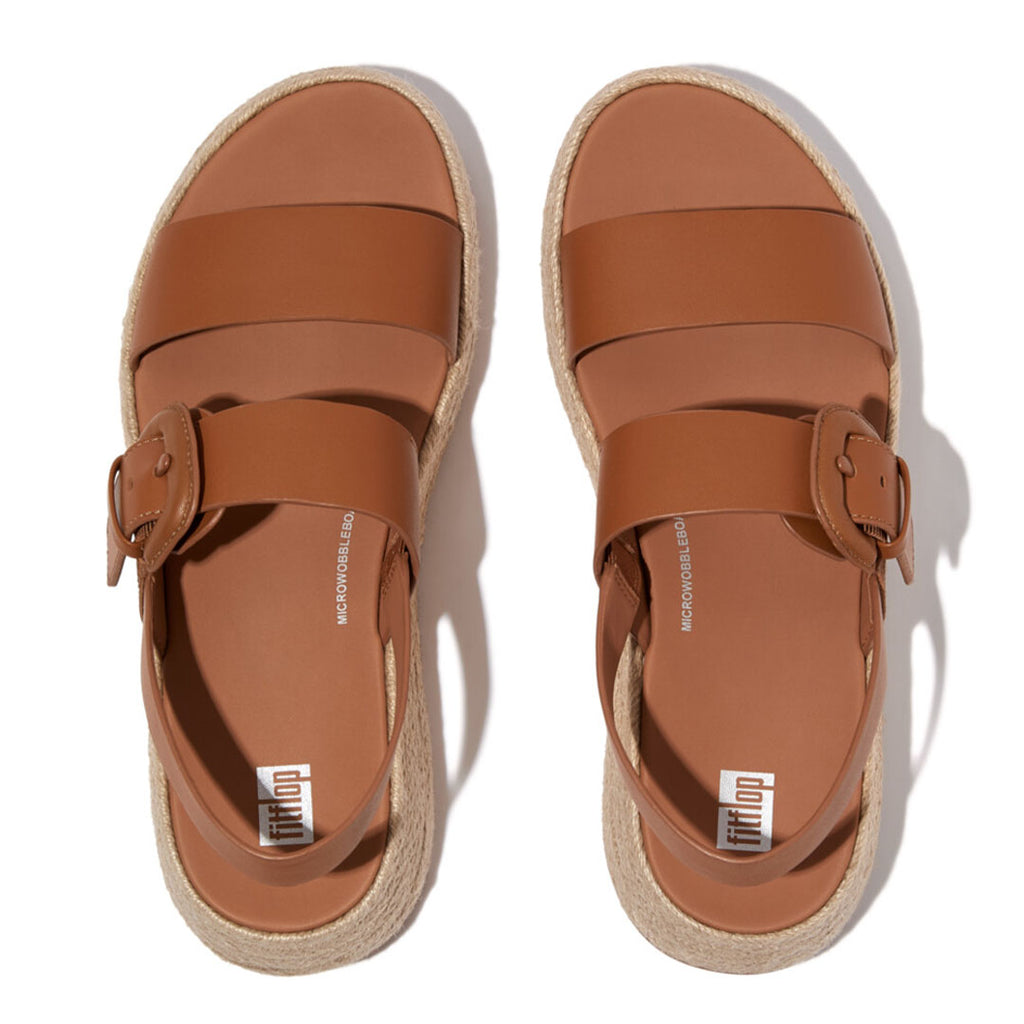 F-MODE Espadrille Buckle Leather Flatform Sandals