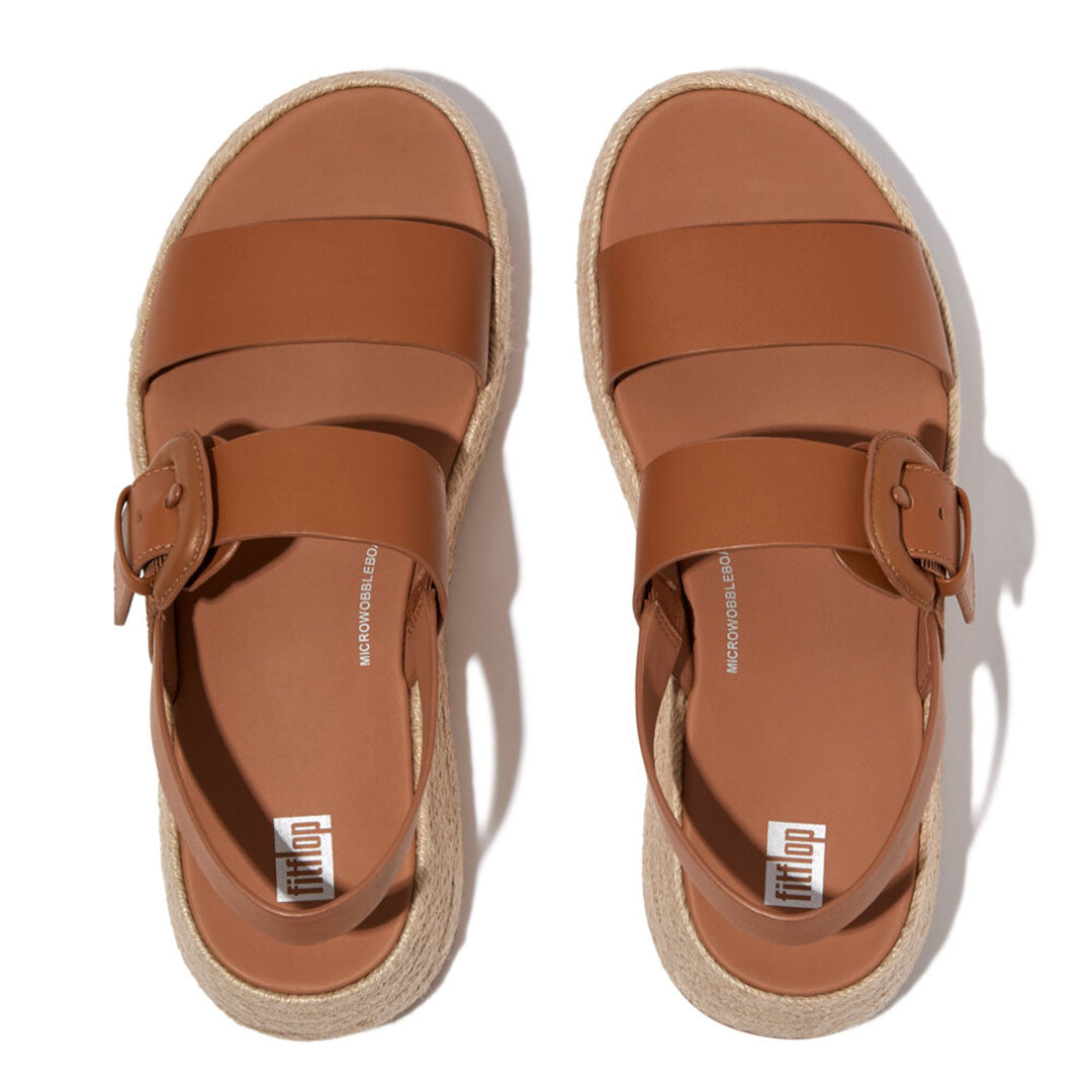F-MODE Espadrille Buckle Leather Flatform Sandals