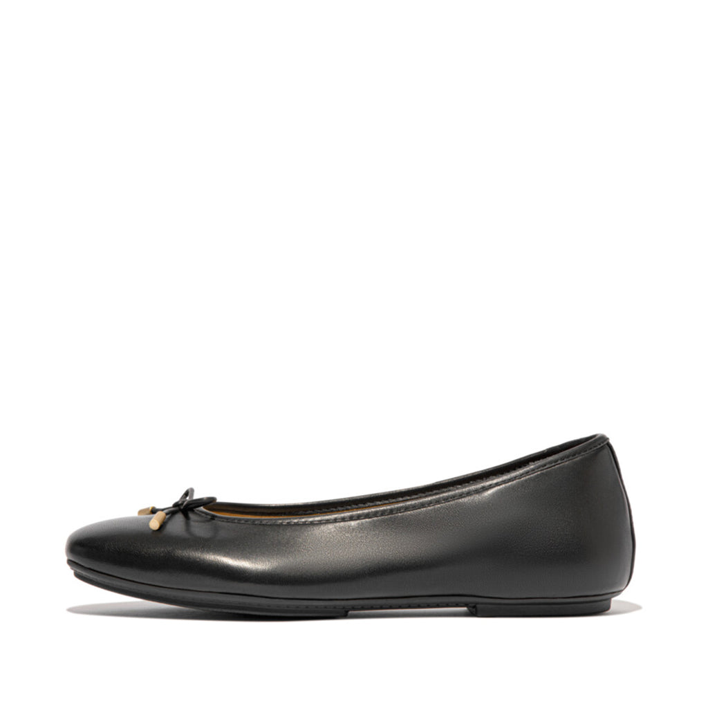 DELICATO bow soft leather ballerinas with Dynamicush™ cushioned footbed, ergonomic arch support, and sleek square-toe design.