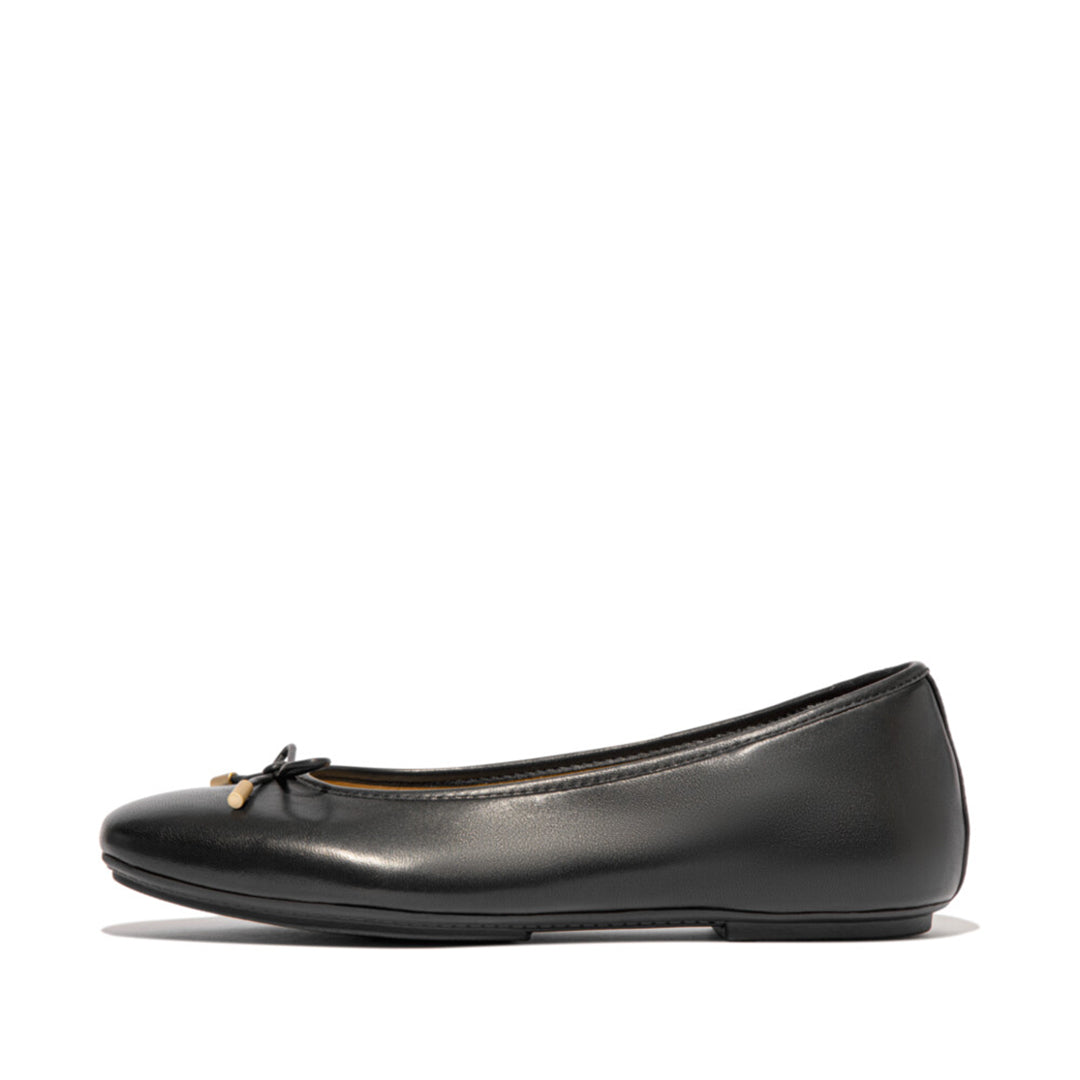 DELICATO bow soft leather ballerinas with Dynamicush™ cushioned footbed, ergonomic arch support, and sleek square-toe design.